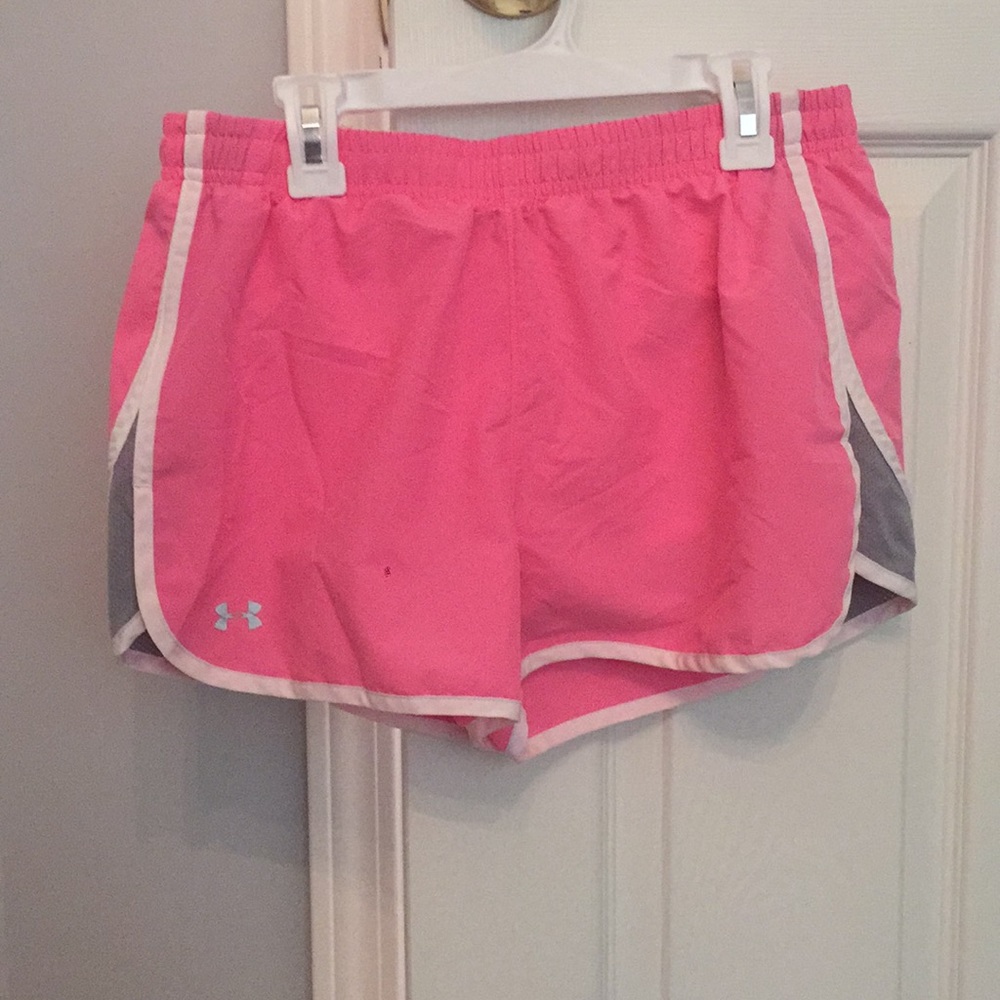 Pink and Grey Under Armour Athletic Shorts